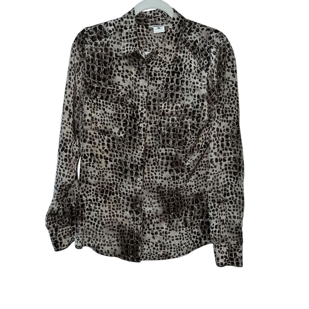 Garard Darel Animal Collar Button Down Boho Bohemian Long Sleeve size 38 - Picture 1 of 5